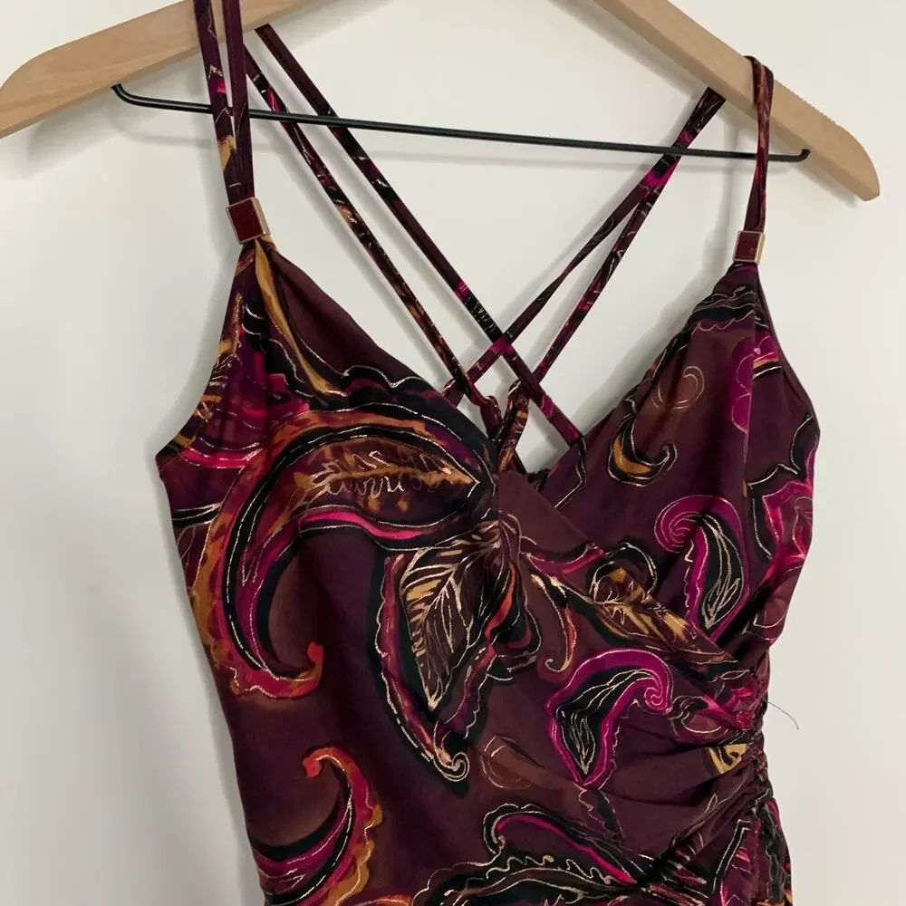 MagicSuit Empress Celeste One-Piece Swimsuit Purple Gold Womens US10